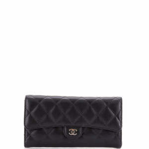 Chanel Long CC Gusset Classic Flap Wallet Pixel Effect Quilted Calfskin